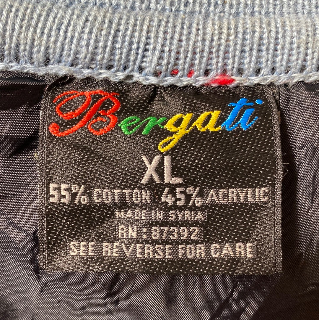 Vintage 3D COOGI- Style Size XL Knit Sweater Zip Up Jacket/ E771