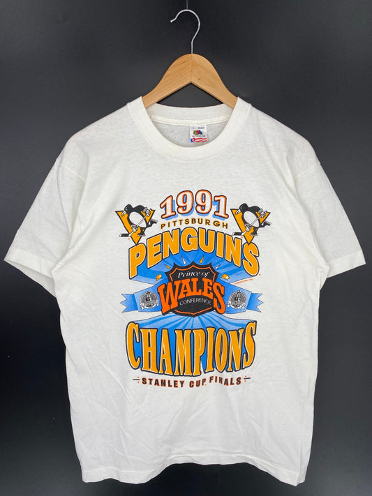 1991 STARTER x PITTSBURGH PENGUINS Made in USA Size XL Vintage NHL T-Shirt / A8977