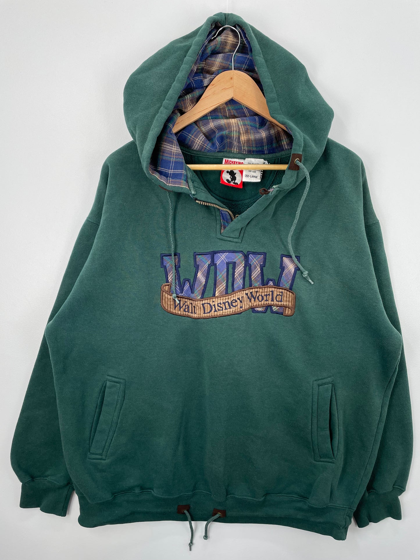 90’s DISNEY MICKEY Size XXL Vintage Hoodie Half zip-up Sweat-Shirt / A1181