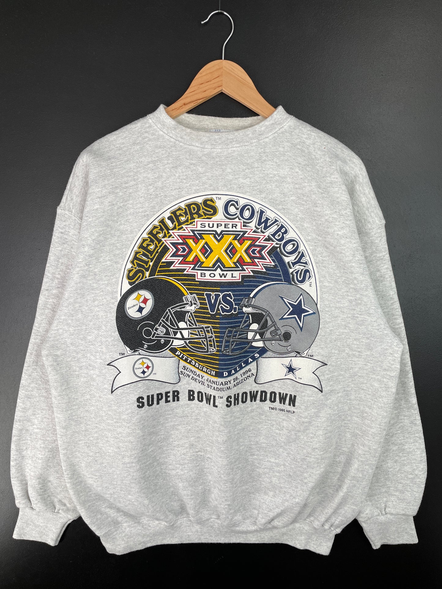 1995 SUPER BOWL DALLAS COWBOYS x PITTSBURGH STEELERS Made in USA Size XL Vintage NFL Sweat-Shirt / A7434