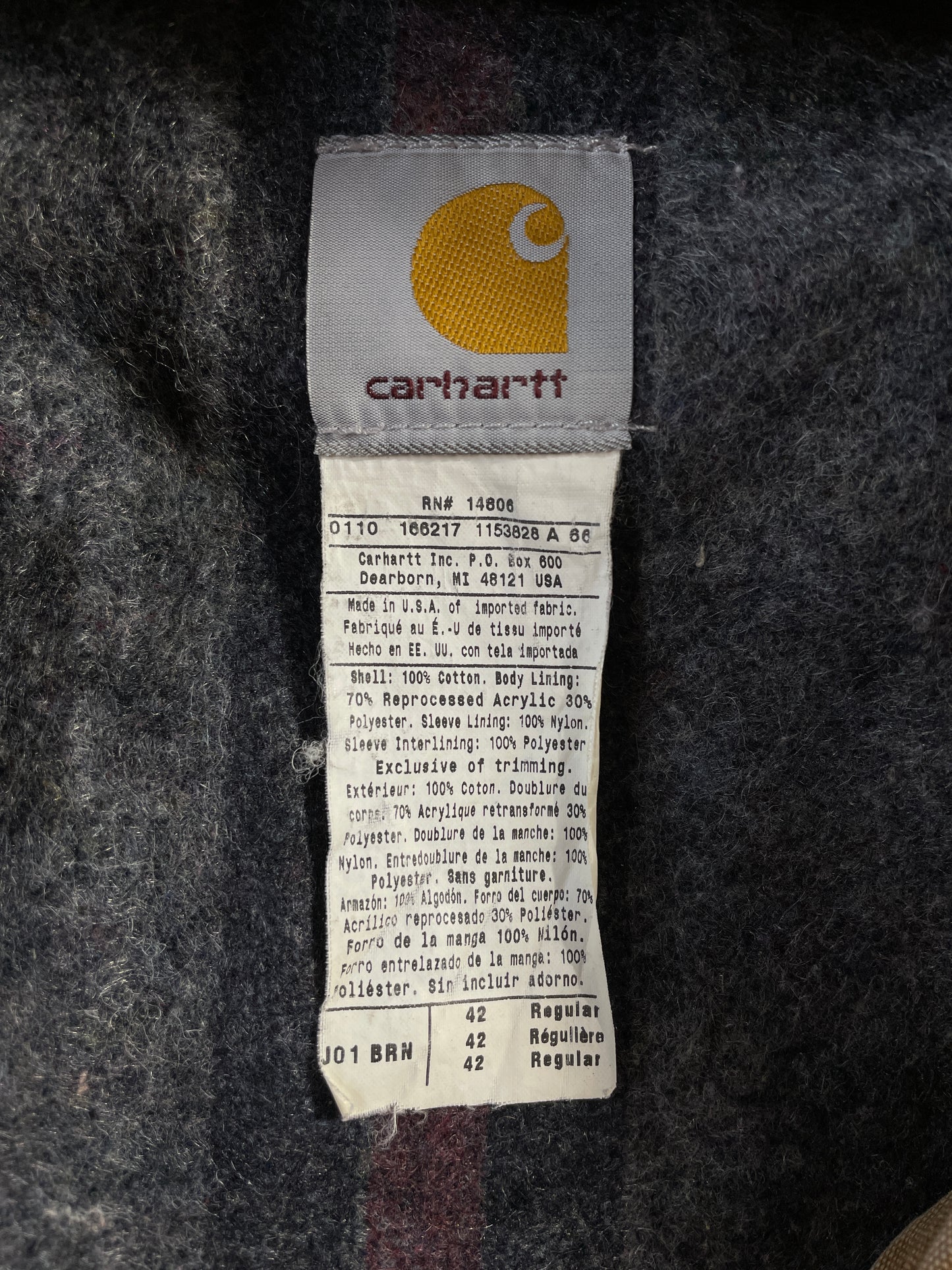 Vintage CARHARTT Size 42(XL) Duck Zip-up Jacket / A8511