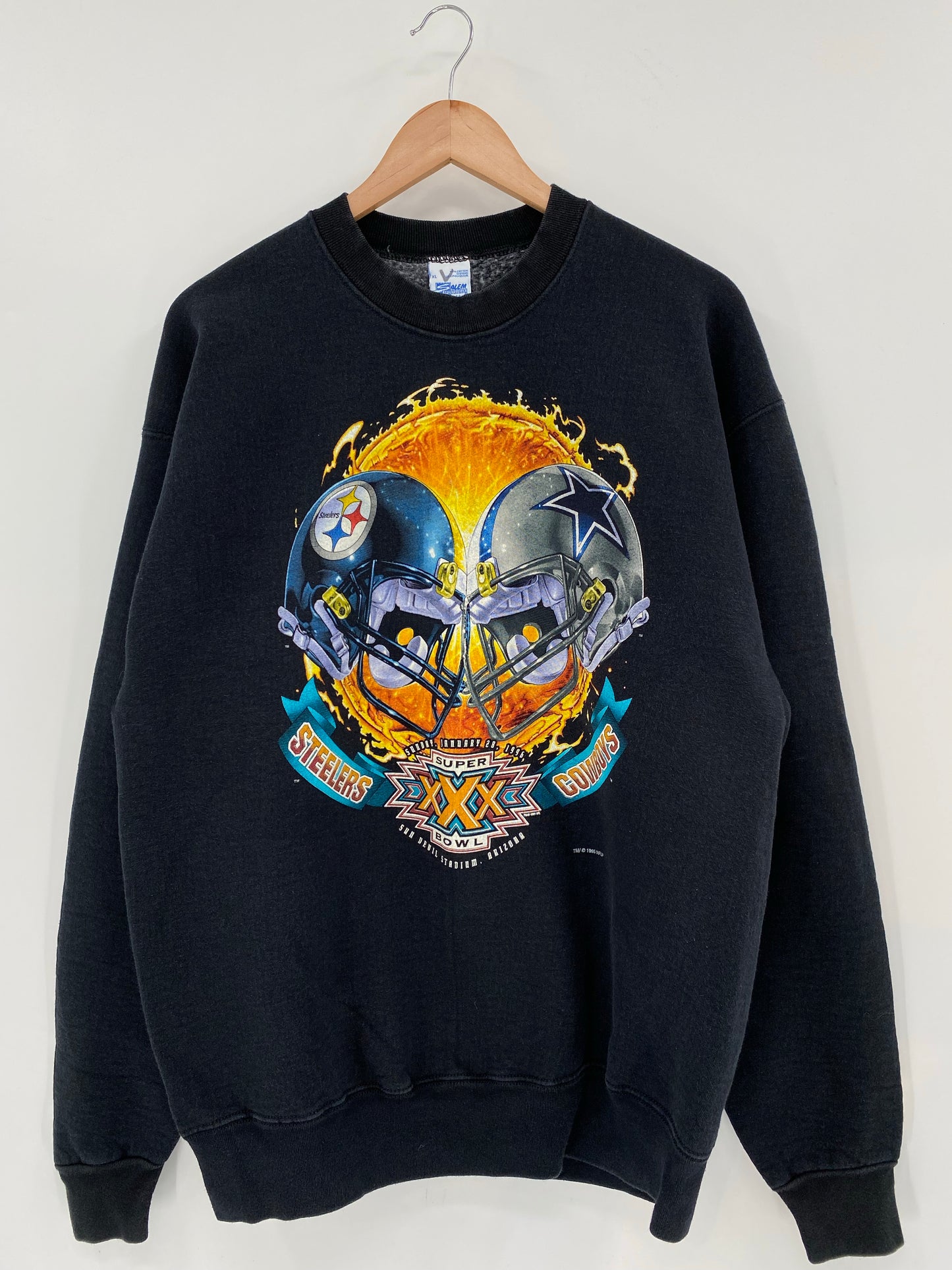 1995 SUPER BOWL STEELERS x COWBOYS Size XL Made in USA Vintage NFL Sweat-shirt / K6631