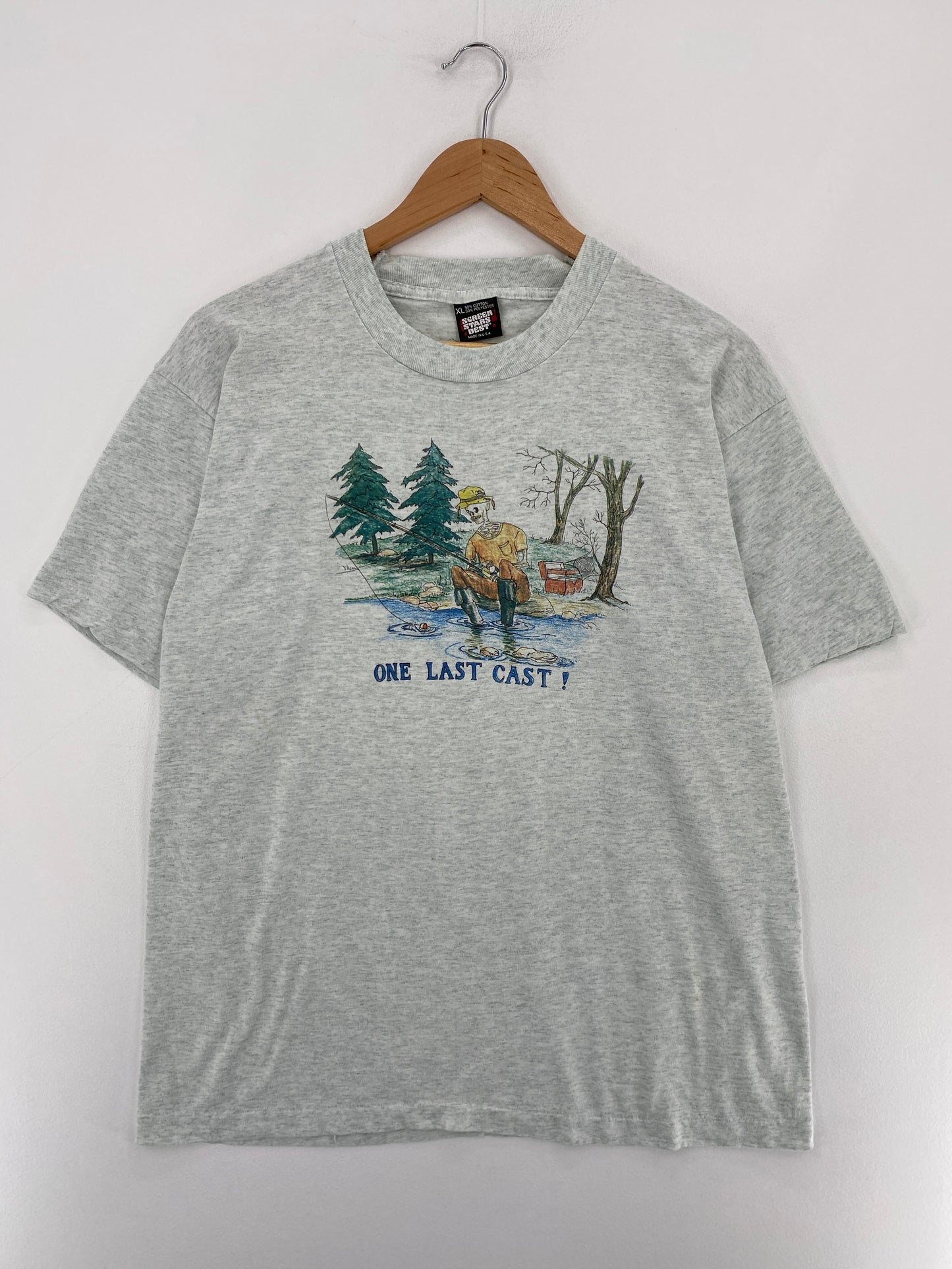 90's ONE LAST CAST! Made in USA Size XL Vintage T-Shirt / E5598T