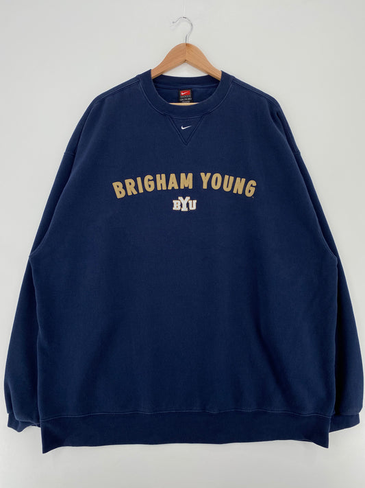 00' NIKE BRIGHAM YOUNG Size XXL Vintage College Sweat-Shirt / A2770
