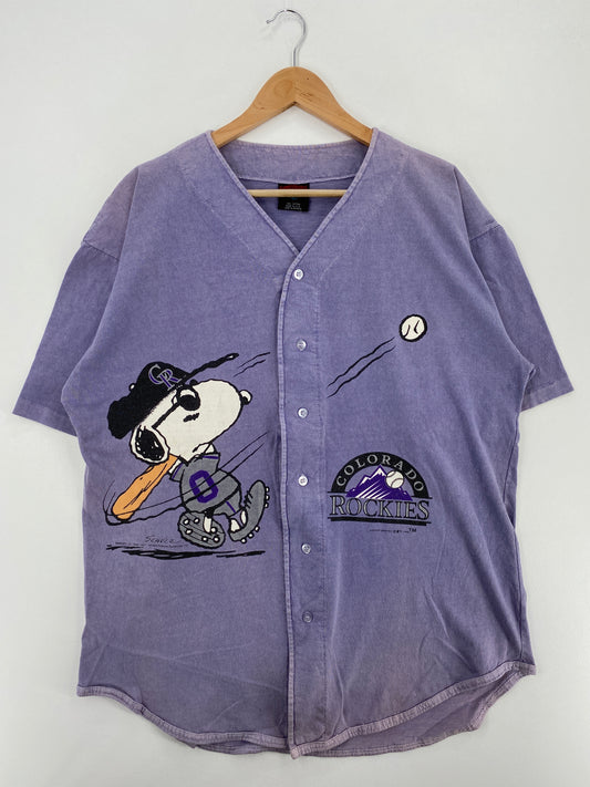 1994 COLORADO ROCKIES x SNOOPY Made in USA Size L Vintage MLB Baseball-Shirt  / A6087
