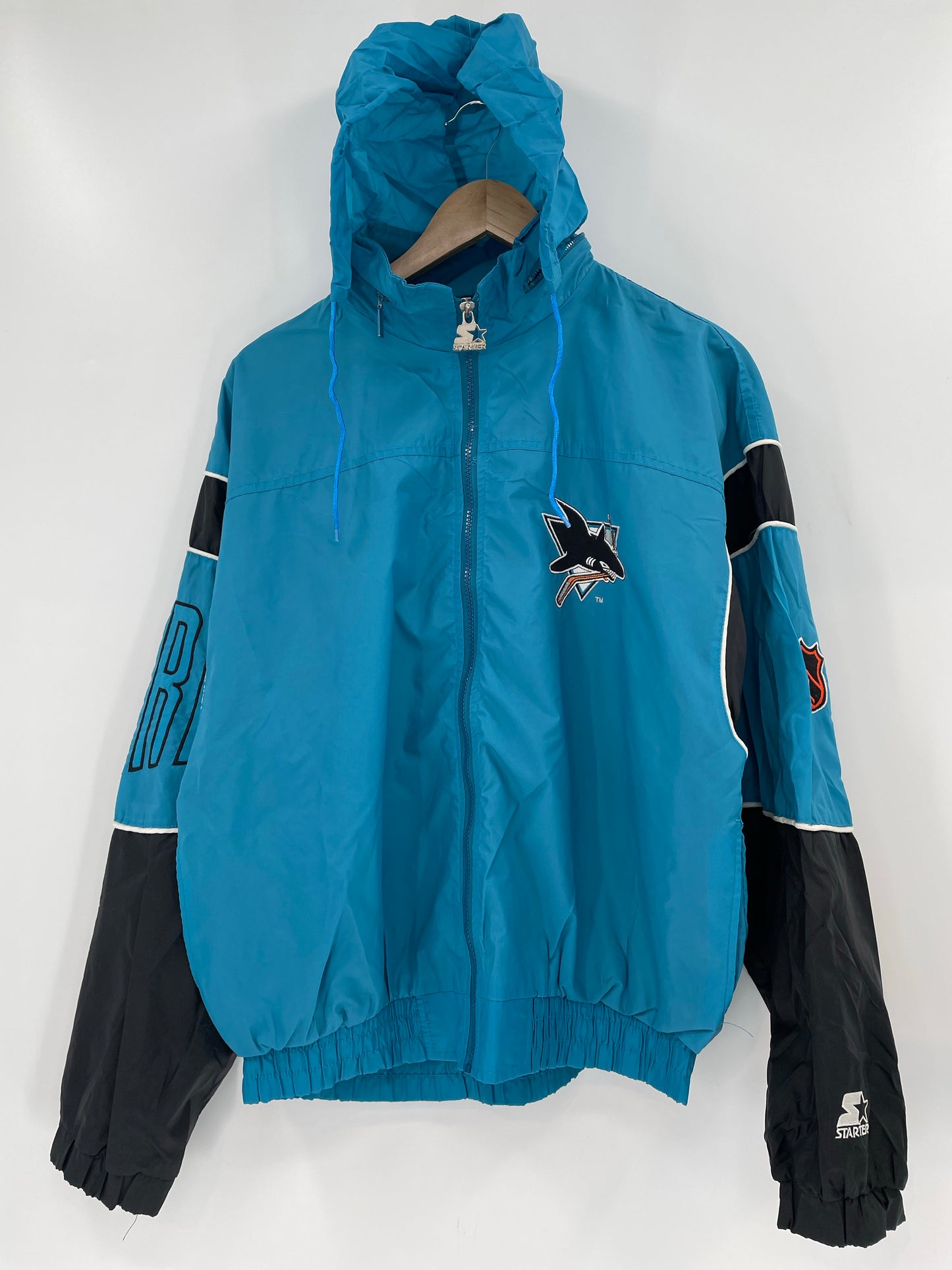 90's STARTER x SHARKS Size M Vintage NHL Nylon Jacket / K6276