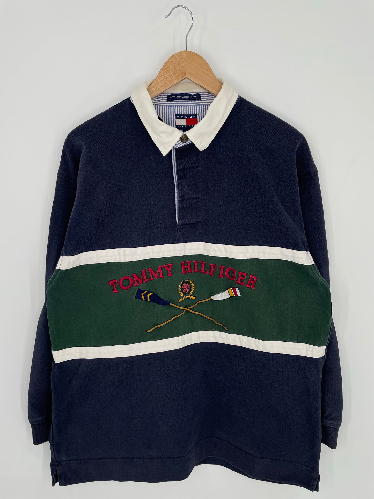 90’s TOMMY HILFIGER Size L Vintage Rugby-Shirt / K8177
