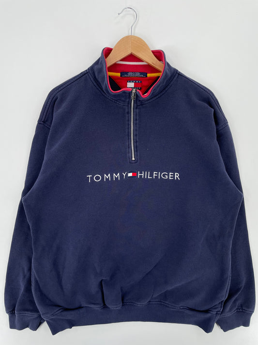 90’s TOMMY HILFIGER Size L Half Zip-up Sweat-shirt / A2034