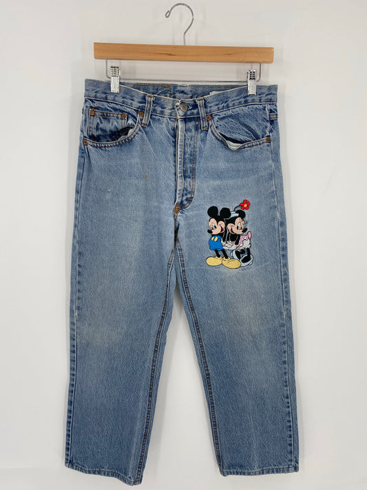 1994 DISNEY MICKEY AND MINNIE Made in USA Size 28 Denim Pants / K6721