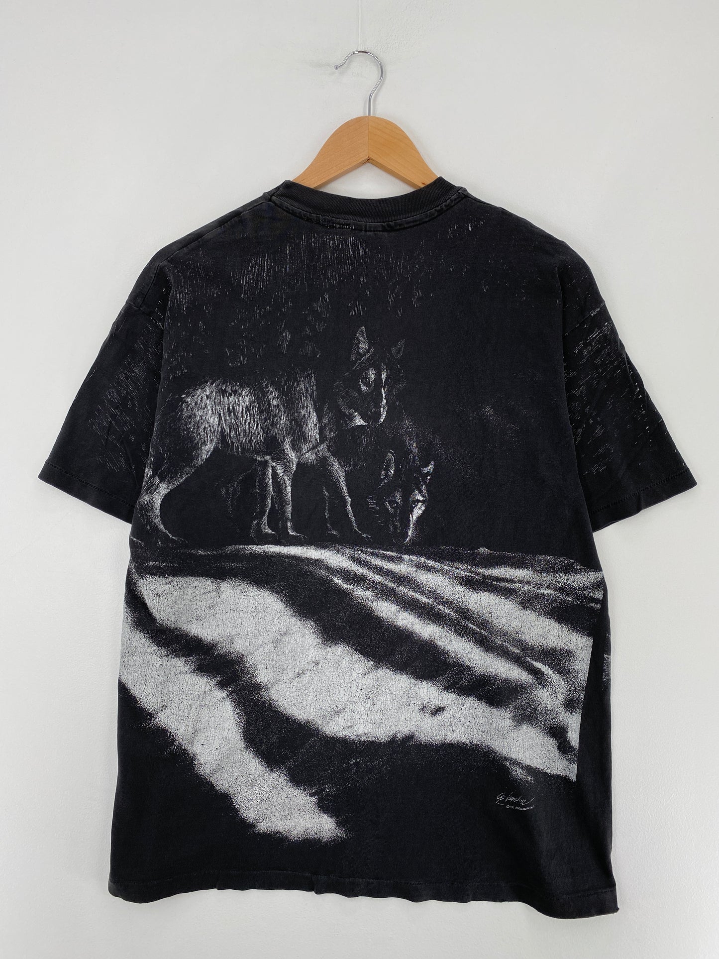 .1992 WOLF Made in USA Size L Vintage Animal T-Shirt / E3126T