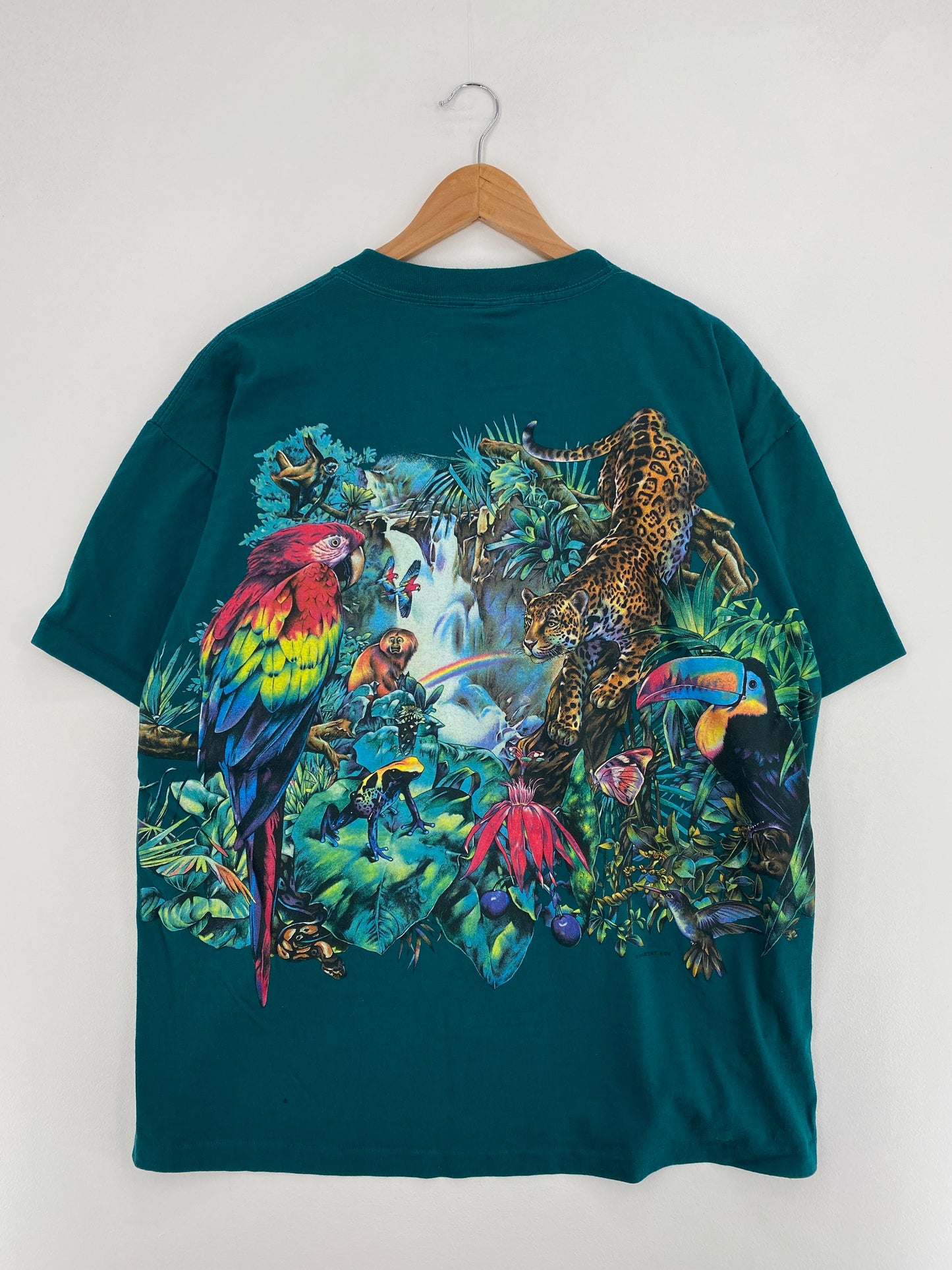90’s RAINFOREST Made in USA Size XL Vintage Animal T-Shirt / E1000