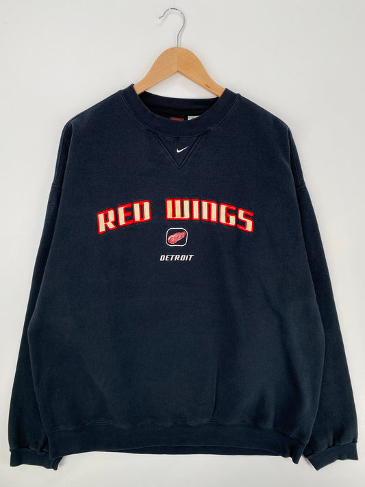 00' NIKE DETROIT RED WINGS Size XL Vintage NHL Sweat-Shirts/ A807