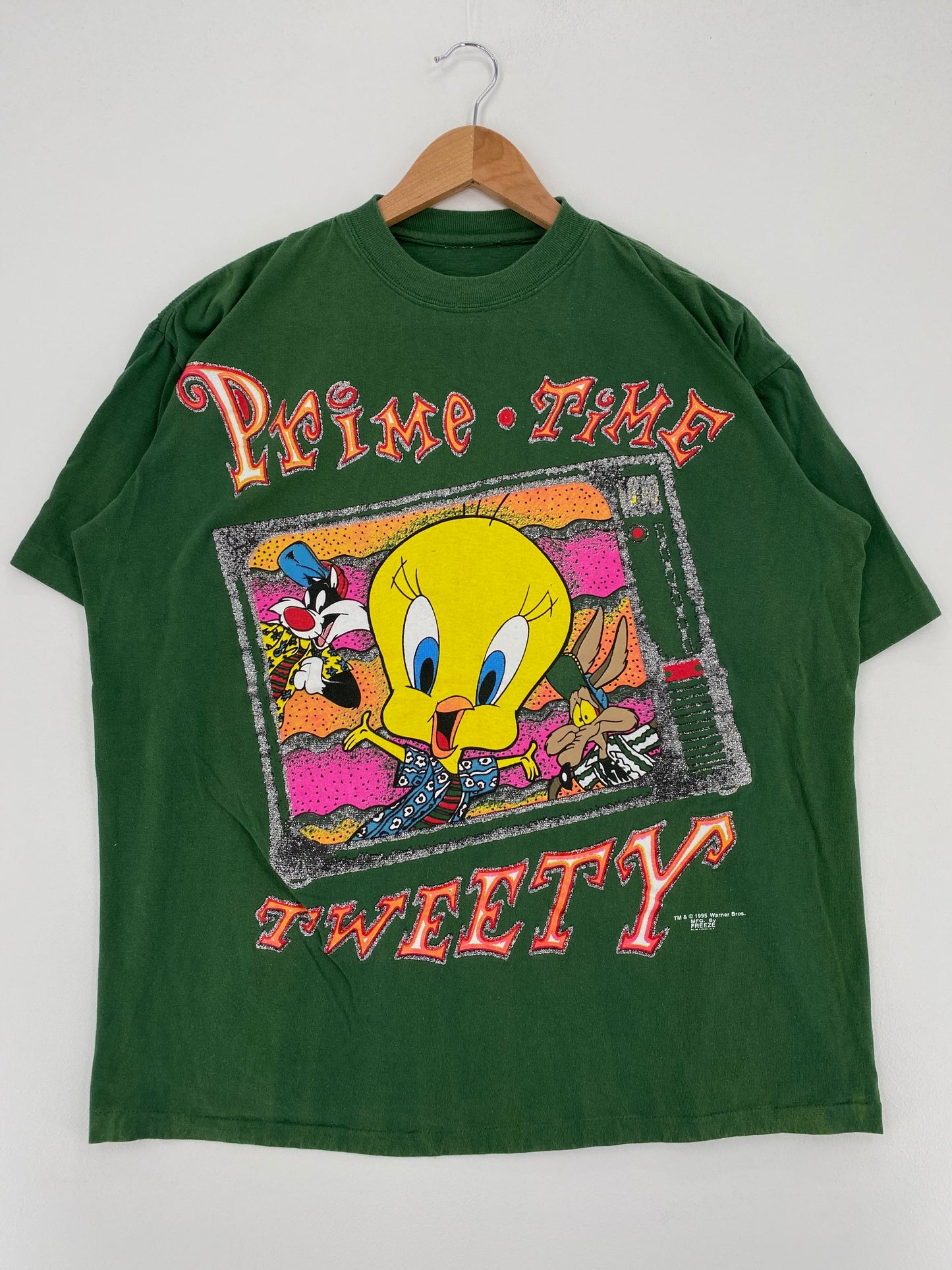 1995 LOONEY TUNES TWEETY Size No Tag(Approx.L) Vintage T-Shirt / E3848T