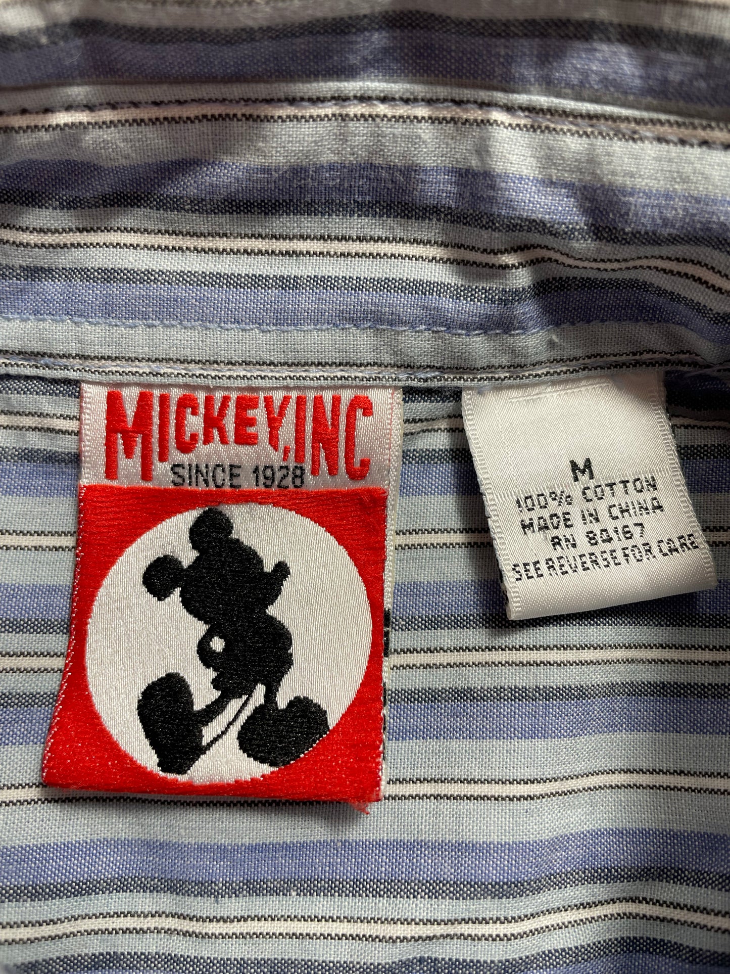 90's DISNEY MICKEY Size M Vintage Botton-down Shirts/ K8858