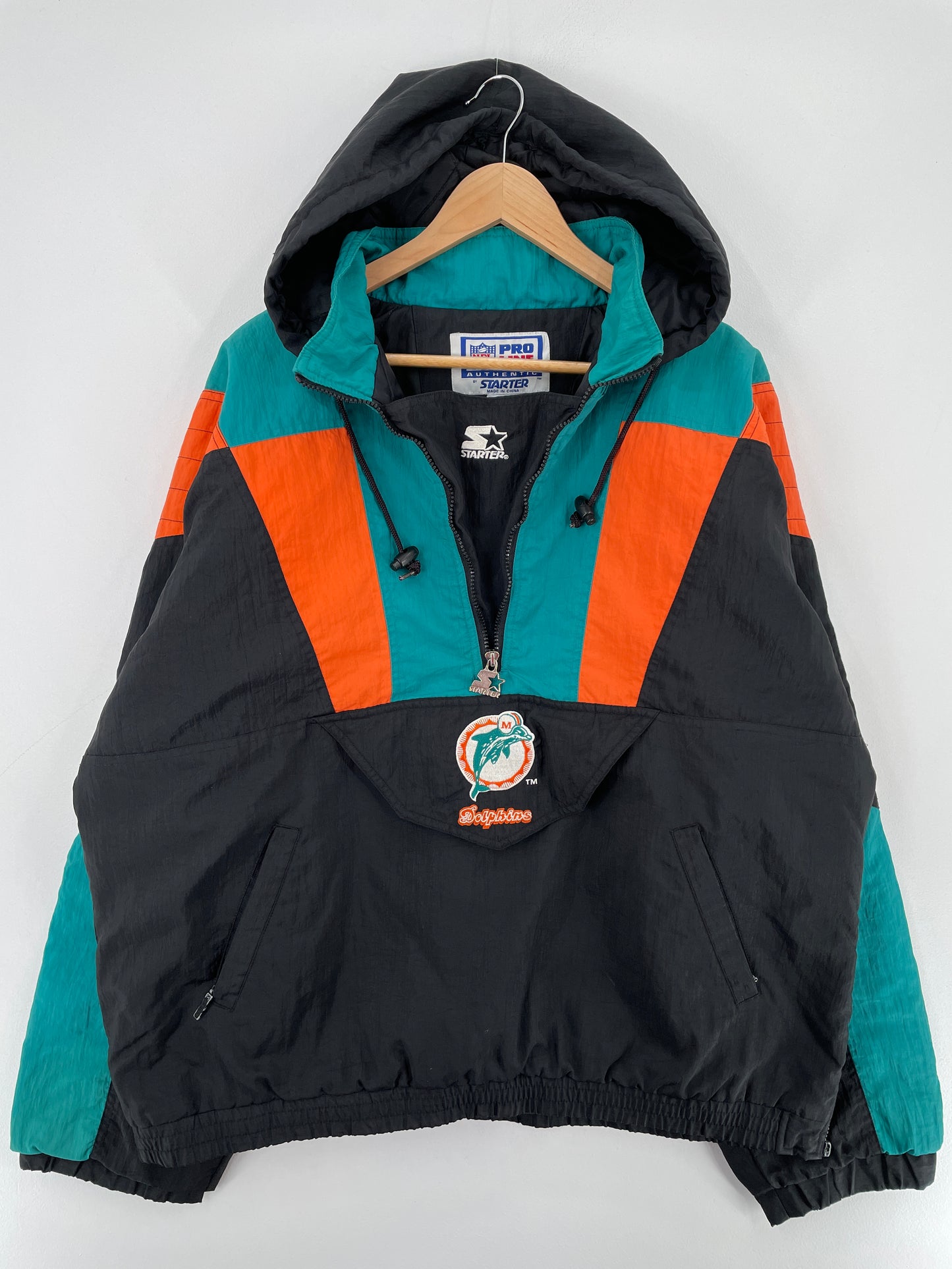 .90’s STARTER x MIAMI DOLPHINS Size XL Vintage NFL Padded Nylon Jacket / E3356N