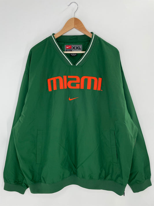 00' NIKE MIAMI HURRICANES Size XXL Vintage College Nylon Jacket  / K7265