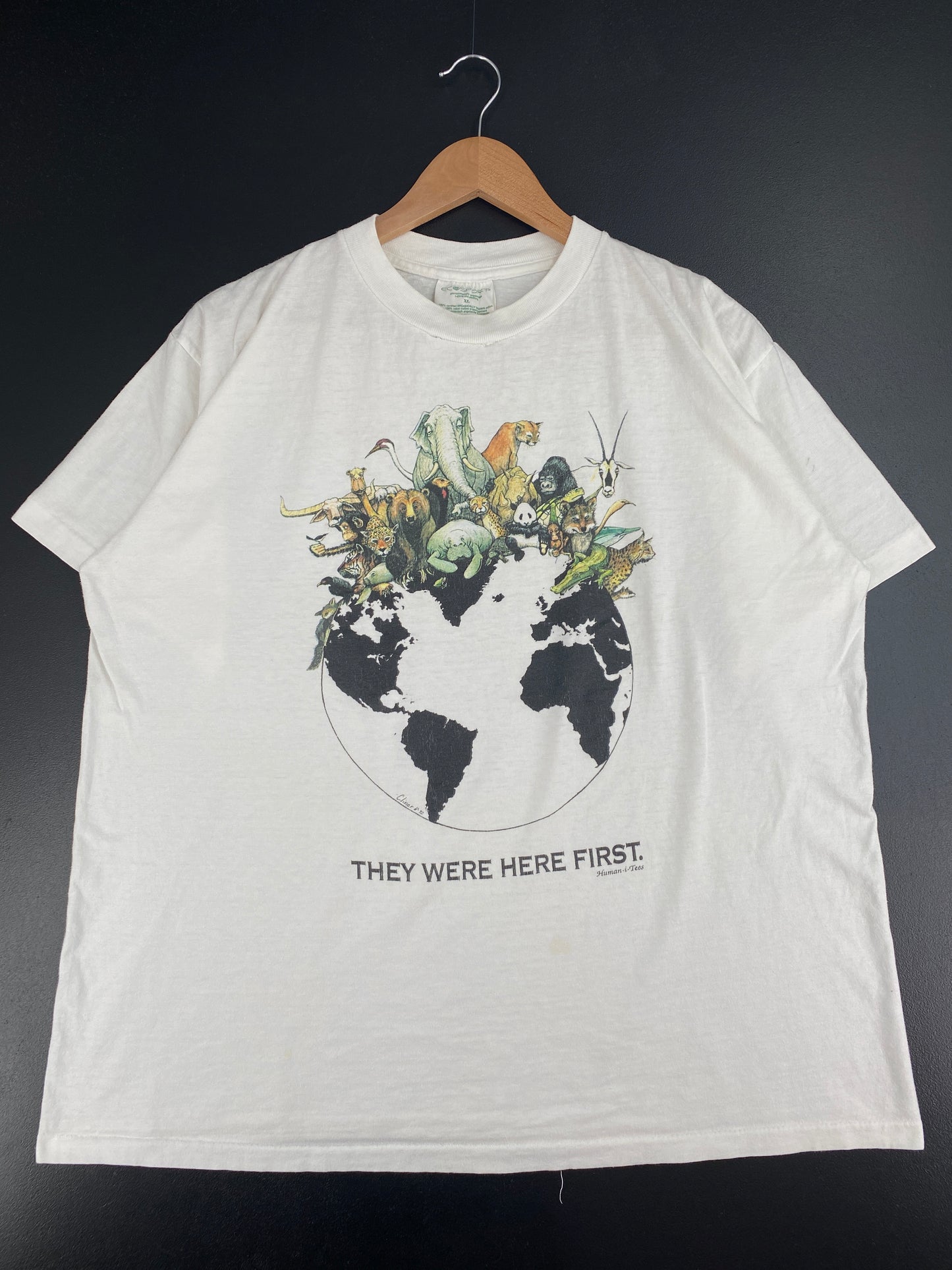 1992 THEY WERE HERE FIRST. Made in USA Size XL Vintage T-Shirt / A3519