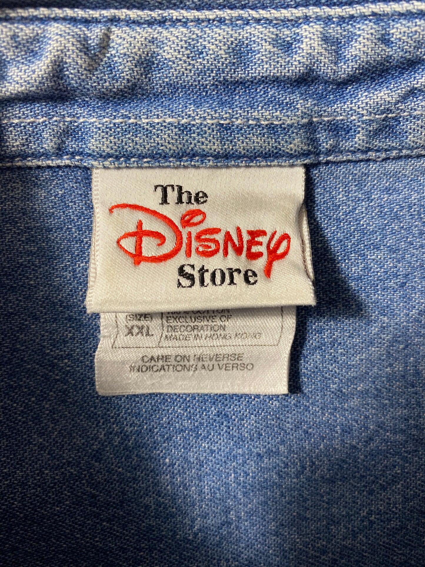 00' WINNIE THE POOH Size XXL Vintage Button Down Denim Shirt / K9941