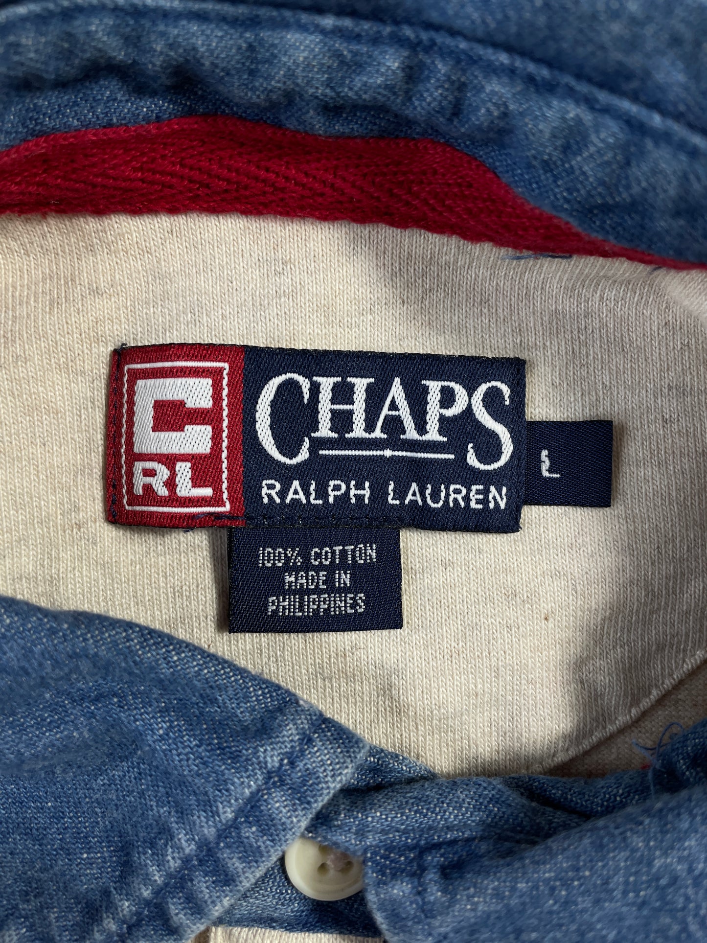 90's CHAPS RALPH LAUREN Size L Vintage Rugby-Shirt / A8353