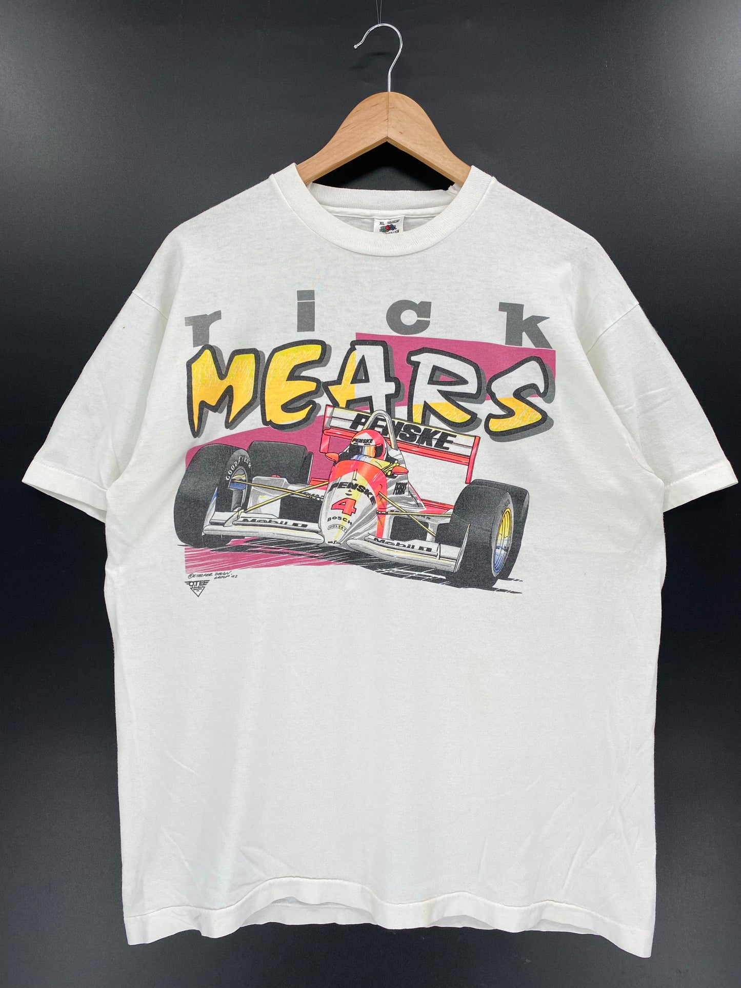 1992' RICK MEARS Made in USA Size XL Vintage Racing T-Shirt / K6218
