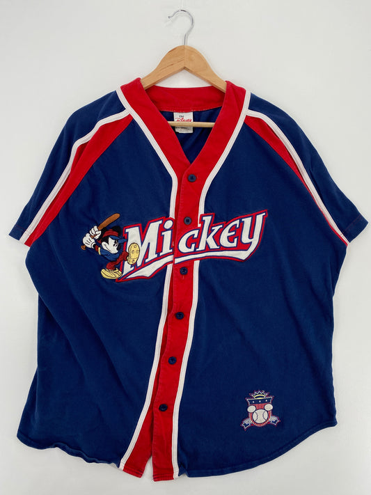 00’s DISNEY MICKEY BASEBALL Size L Vintage Button Down Shirt / A4573