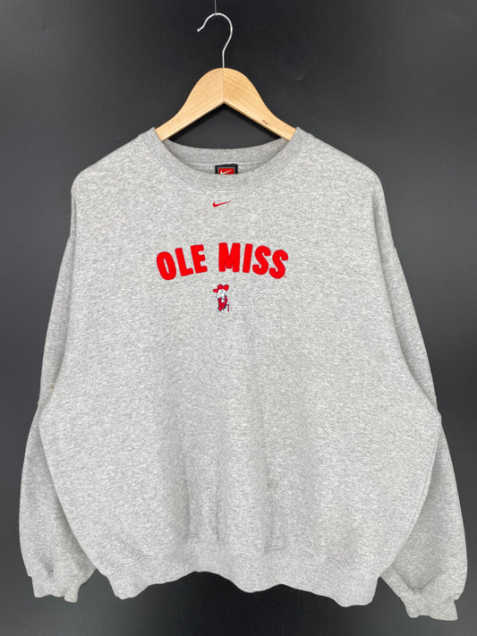 00' UNIVERSITY OF MISSISSIPPI OLE MISS Size XL Vintage College Sweat-Shirts/ K9989