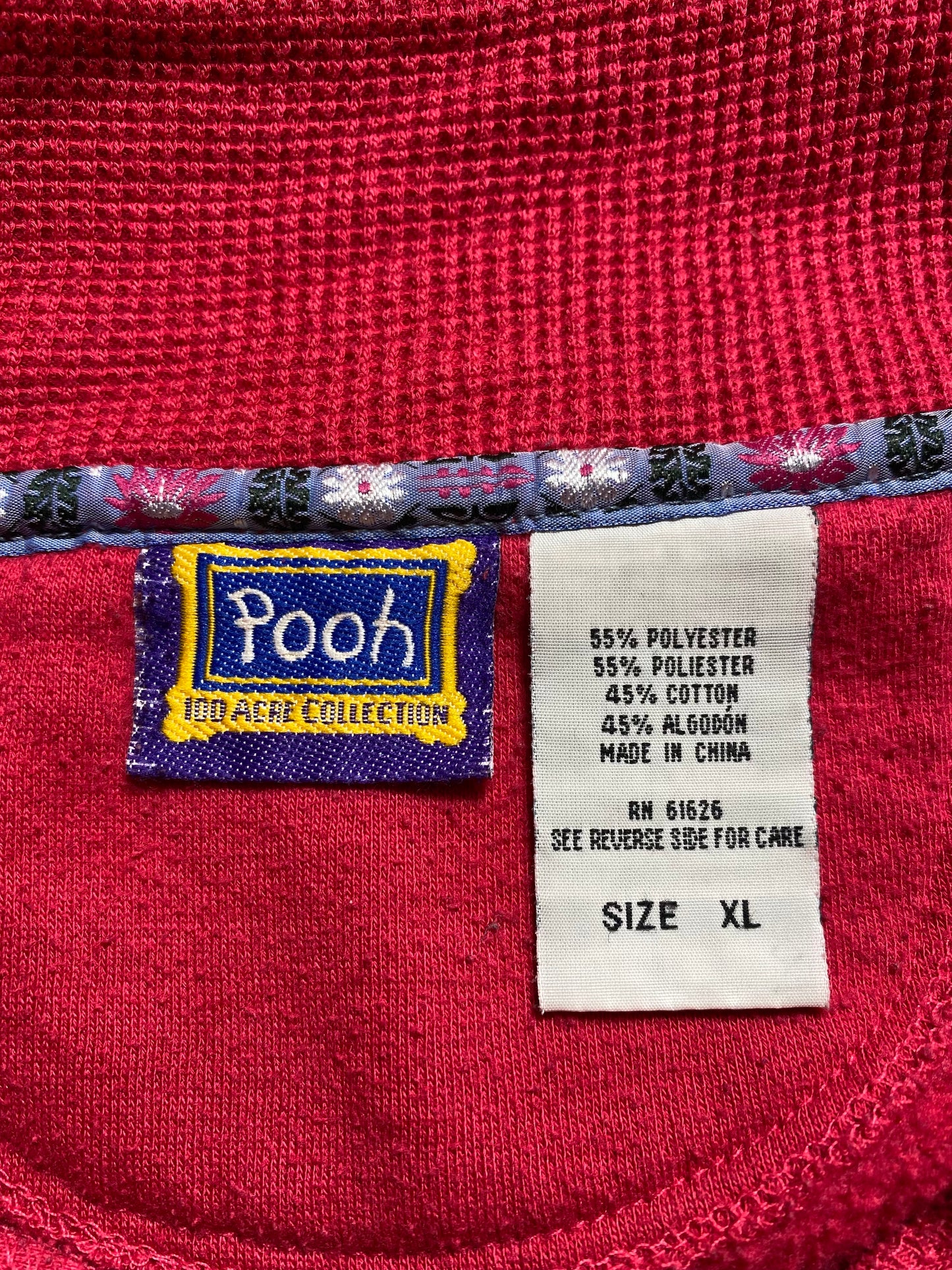 Vintage DISNEY POOH Size XL Half Zip-up Sweat-shirt / K8011