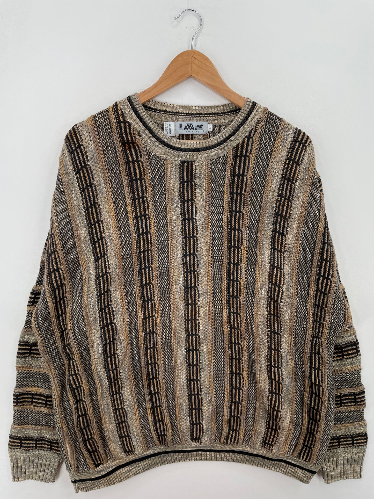 Vintage 3D COOGI- Style Made in USA Size XL Knit Sweater / A7961