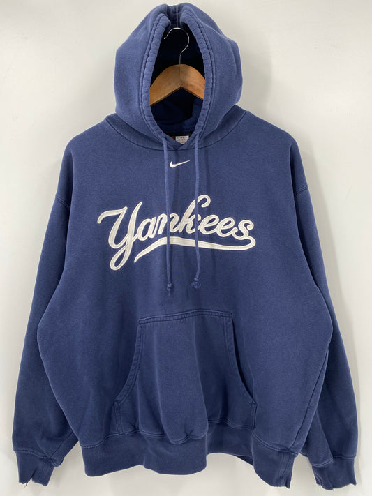 00' NIKE YANKEES Size L Vintage Hoodie Sweat-Shirt / K4560