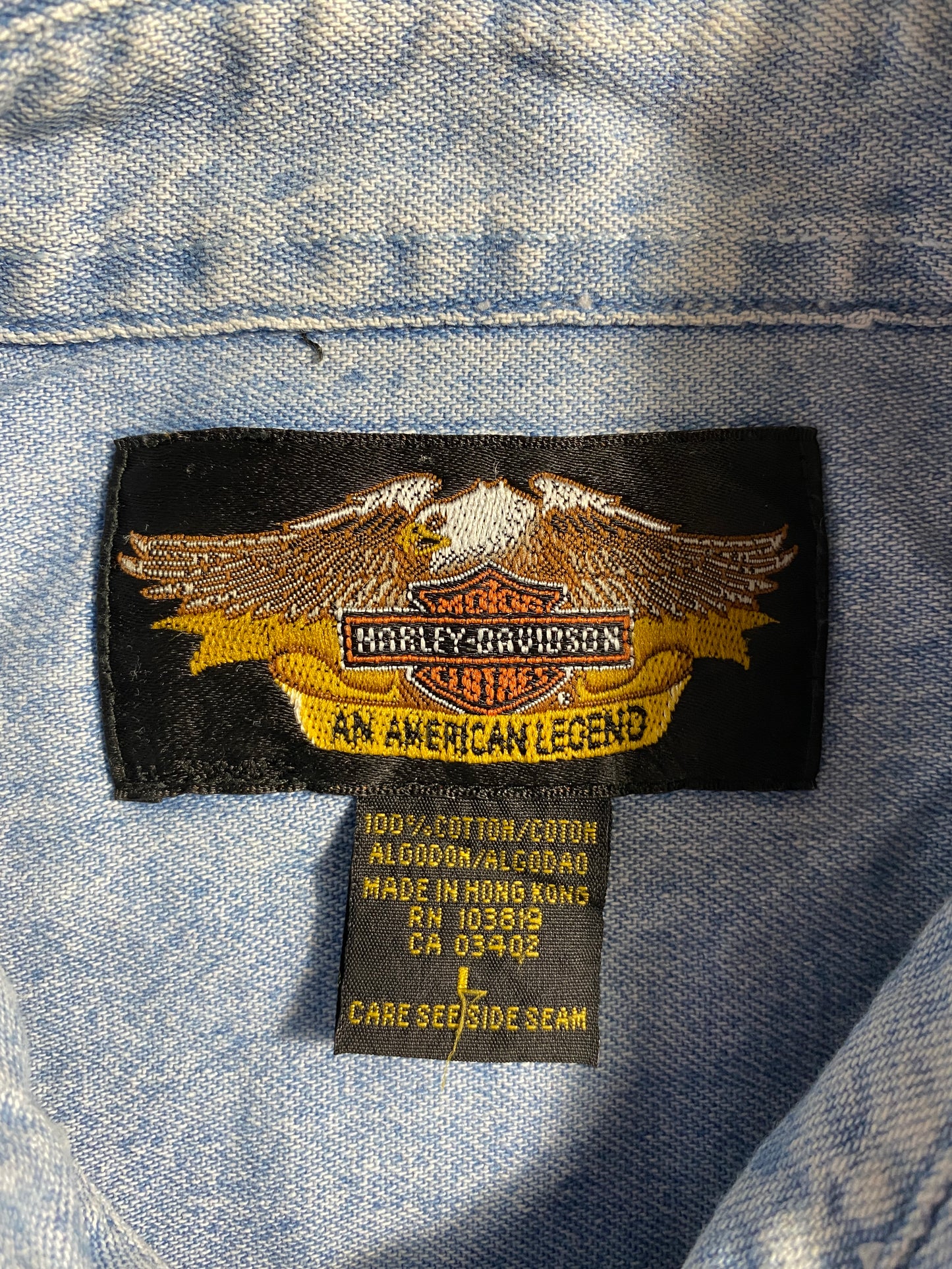 Vintage HARLEY DAVIDSON Size L Denim Button-Down Shirt / A6362