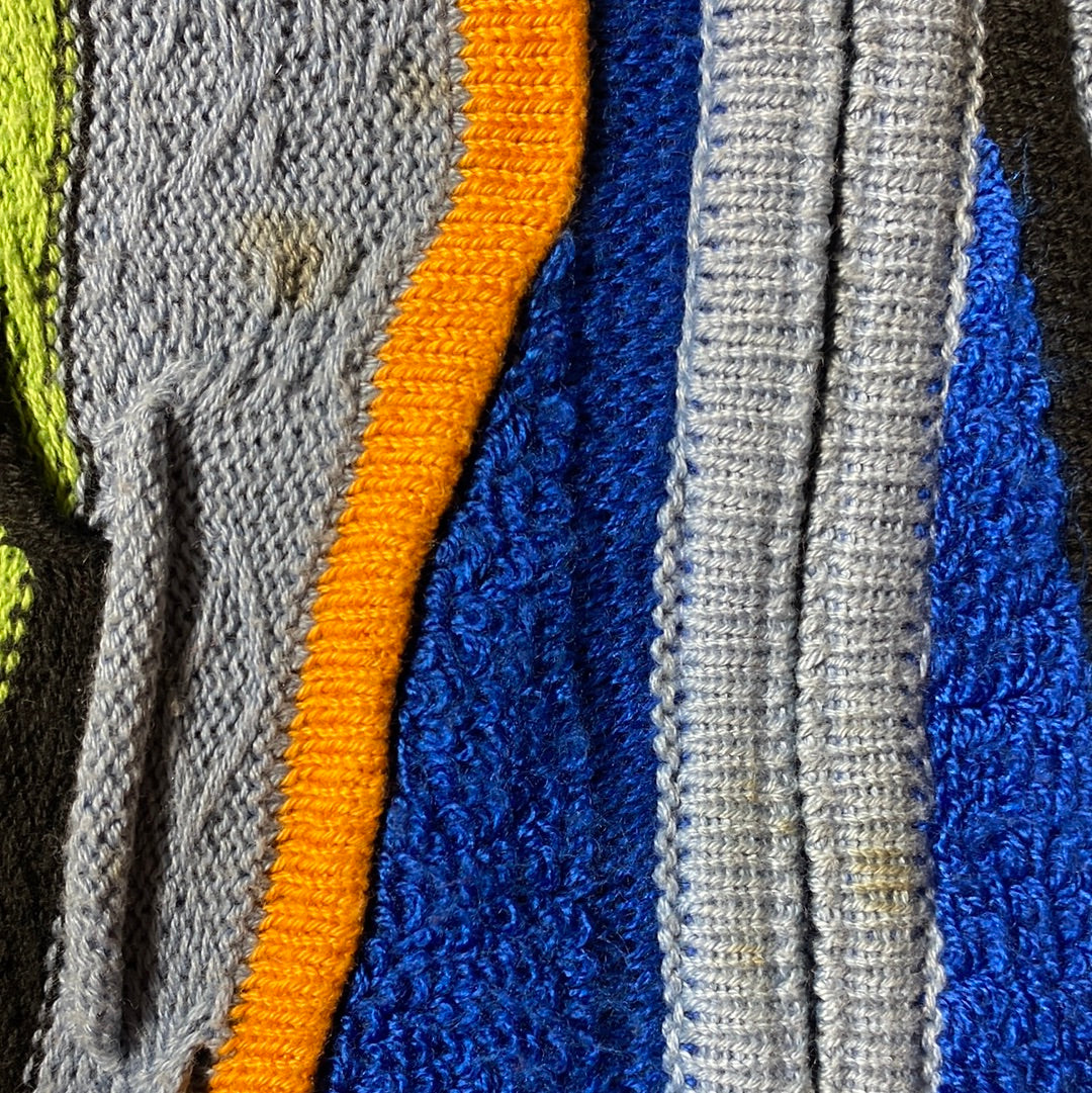 Vintage 3D COOGI- Style Size XL Knit Sweater Zip Up Jacket/ E771