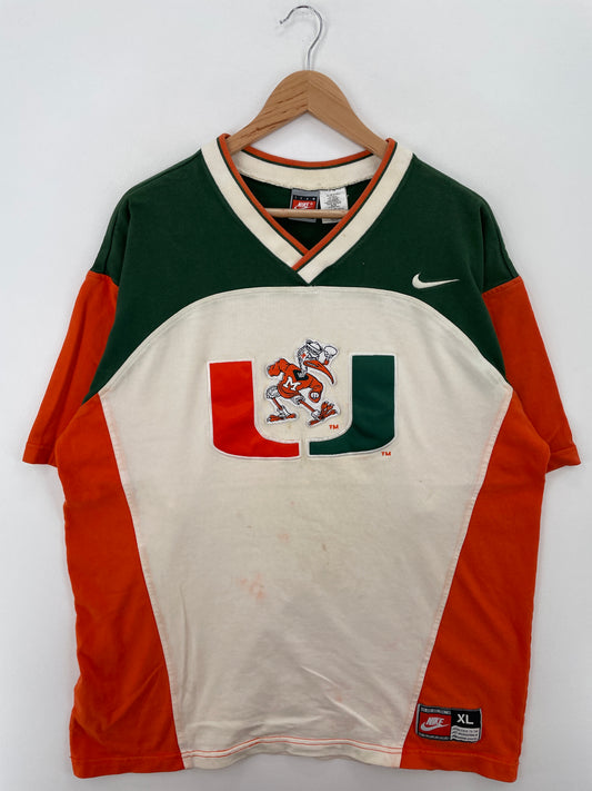 90’s NIKE x MIAMI HURRICANES Size XL Vintage College T-shirt / A6871