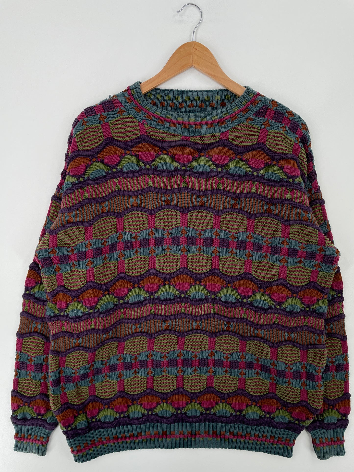 Vintage 3D COOGI- Style Made in USA Size XL Knit Sweater / A9406