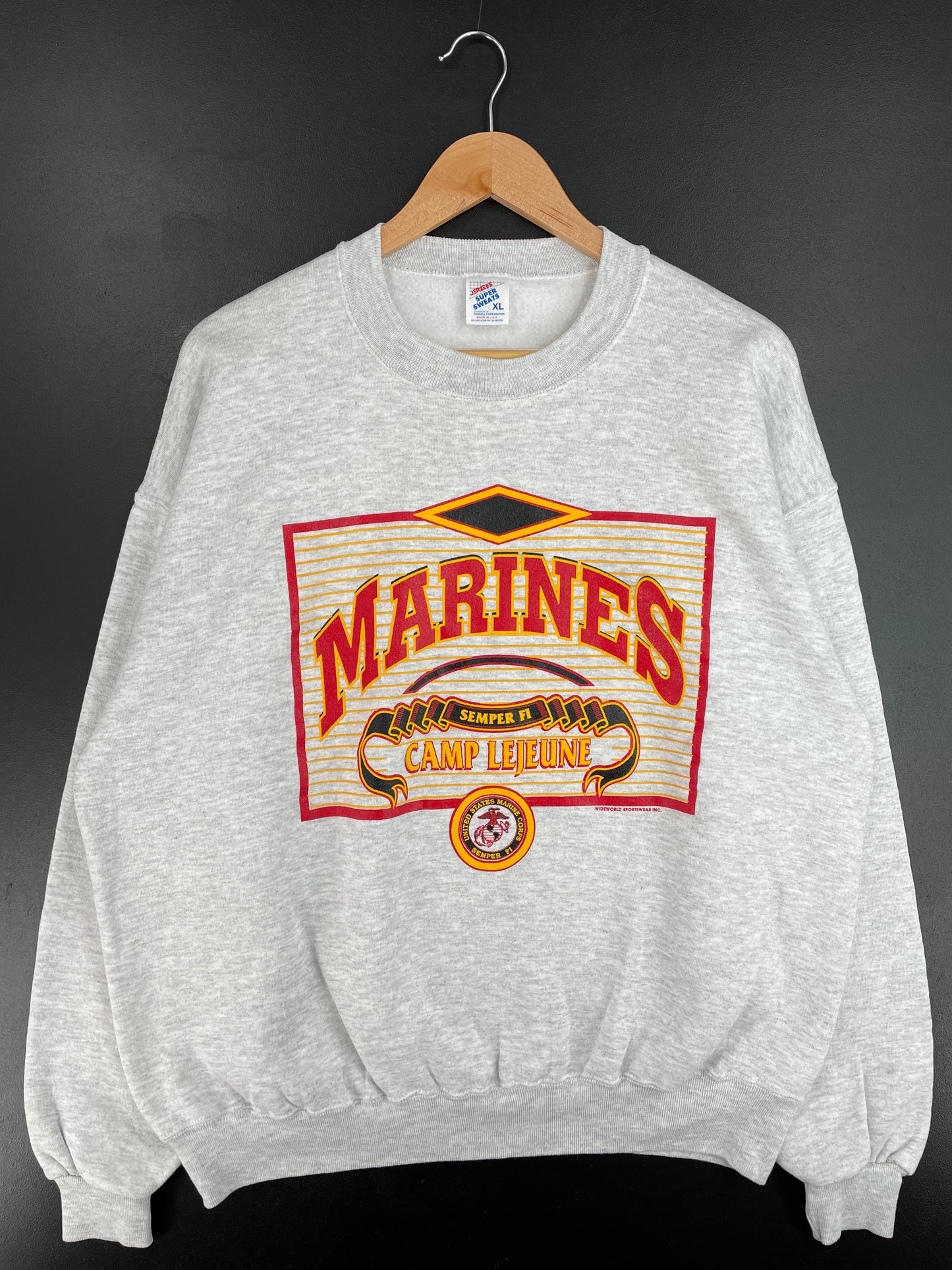 90's MARINES CAMP LEJEUNE Made in USA Size XL Vintage College Sweat shirt / E4504S