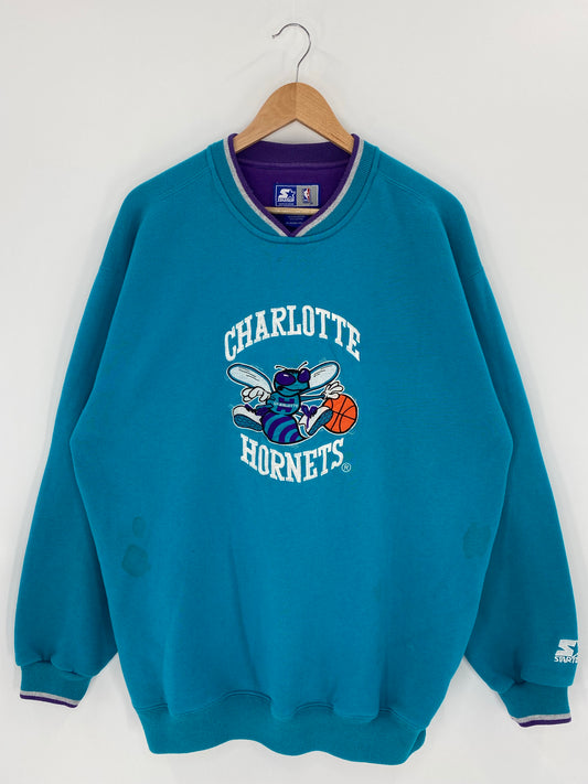 90’s STARTER x CHARLOTTE HORNETS Size XL Vintage NBA Sweat - Shirt/ K6065