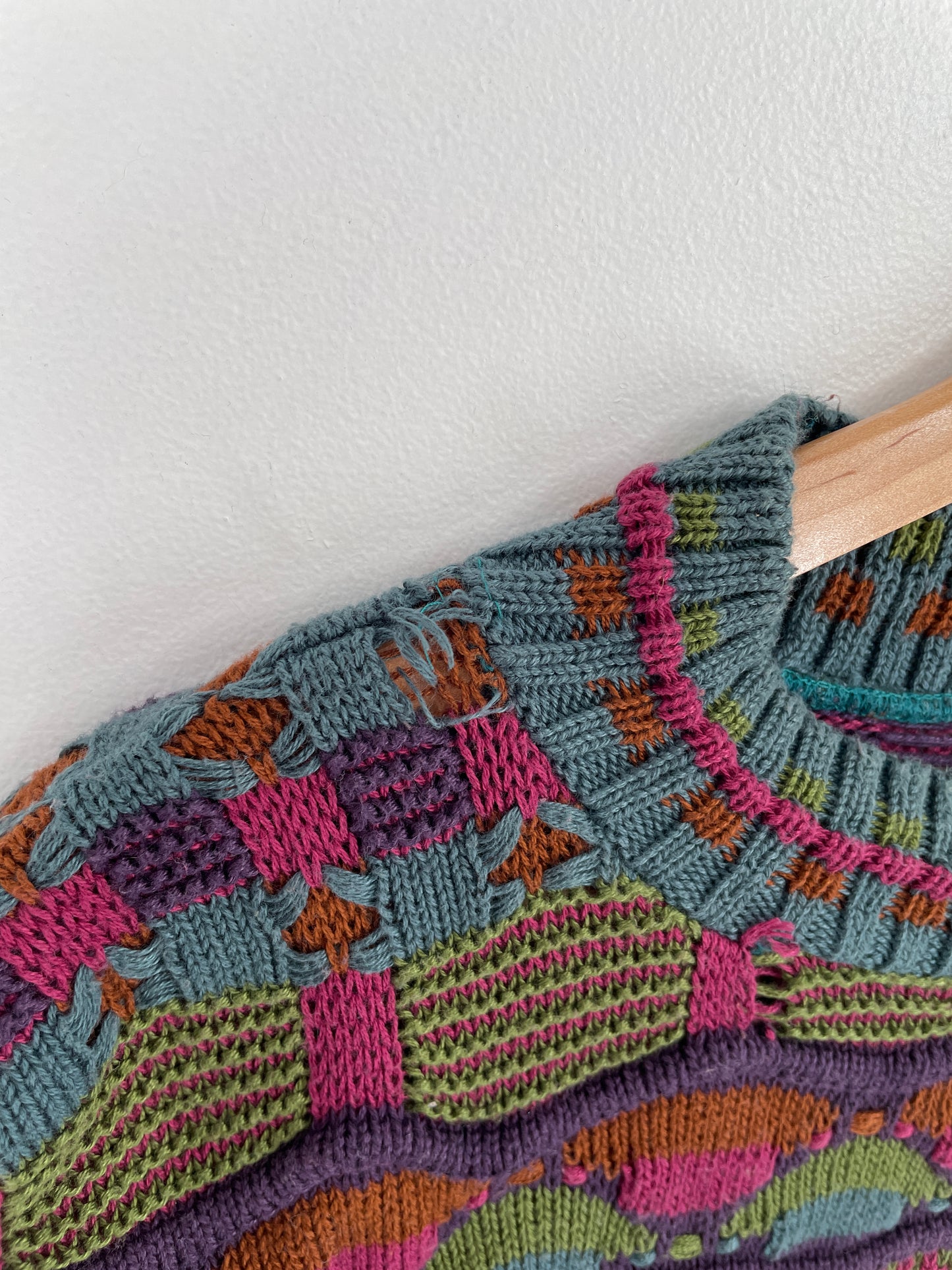 Vintage 3D COOGI- Style Made in USA Size XL Knit Sweater / A9406