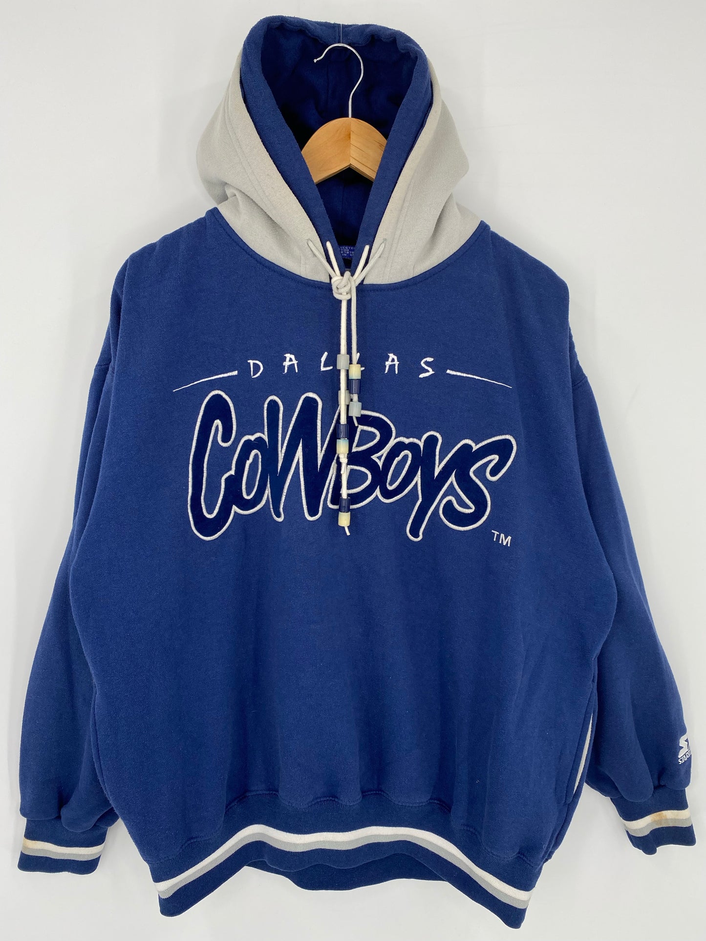 90’s STARTER x DALLAS COWBOYS Size L Vintage NFL Double Hoodie Sweat-Shirts/ K7096