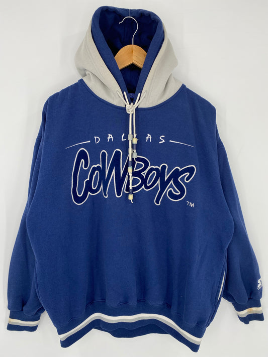90’s STARTER x DALLAS COWBOYS Size L Vintage NFL Double Hoodie Sweat-Shirts/ K7096