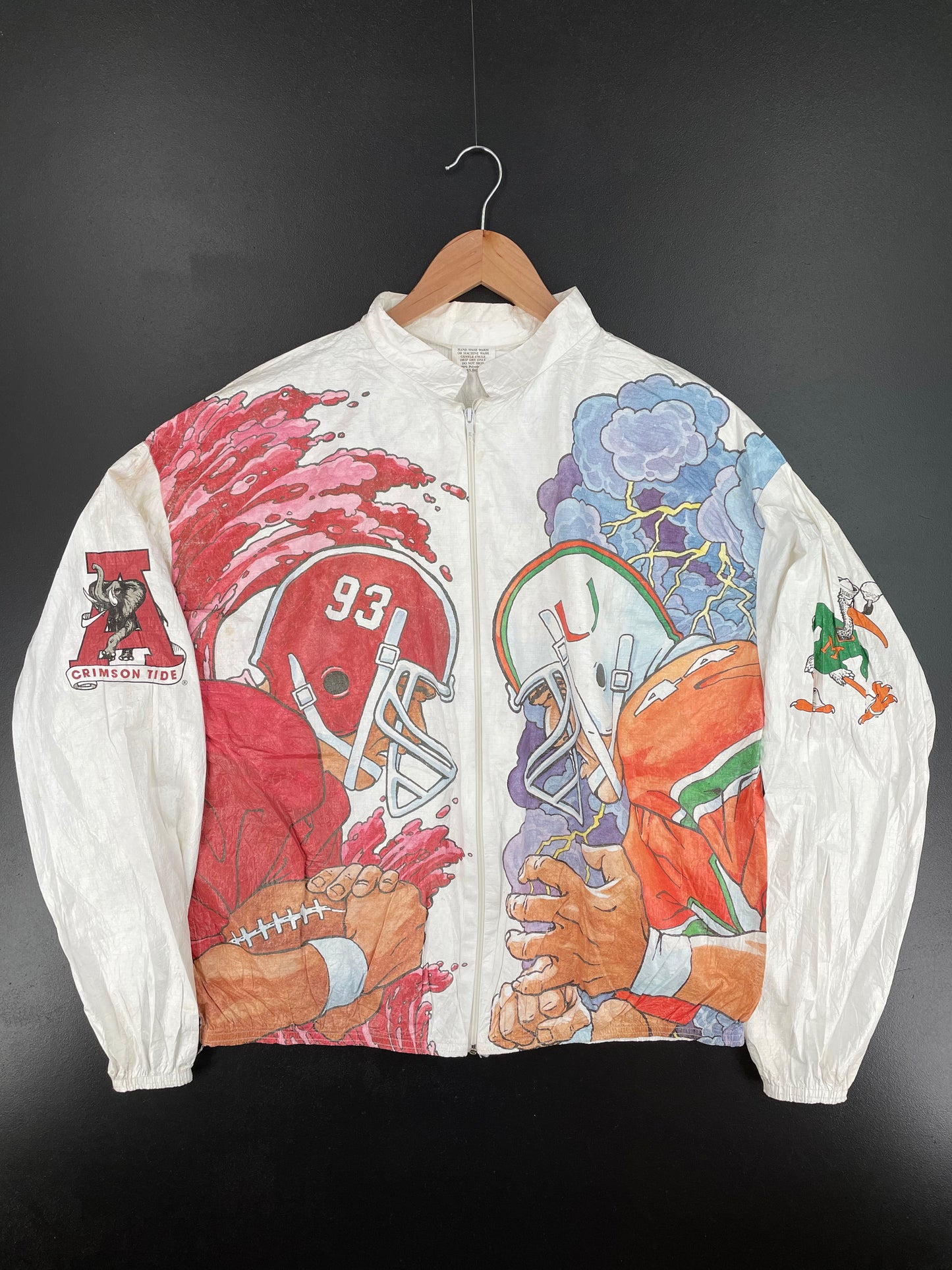 1993 SUGAR BOWL ALABAMA CRIMSON TIDE x MIAMI GURRICABES Size No Tag (Approx.M-L) College Paper Nylon Jacket / A2538