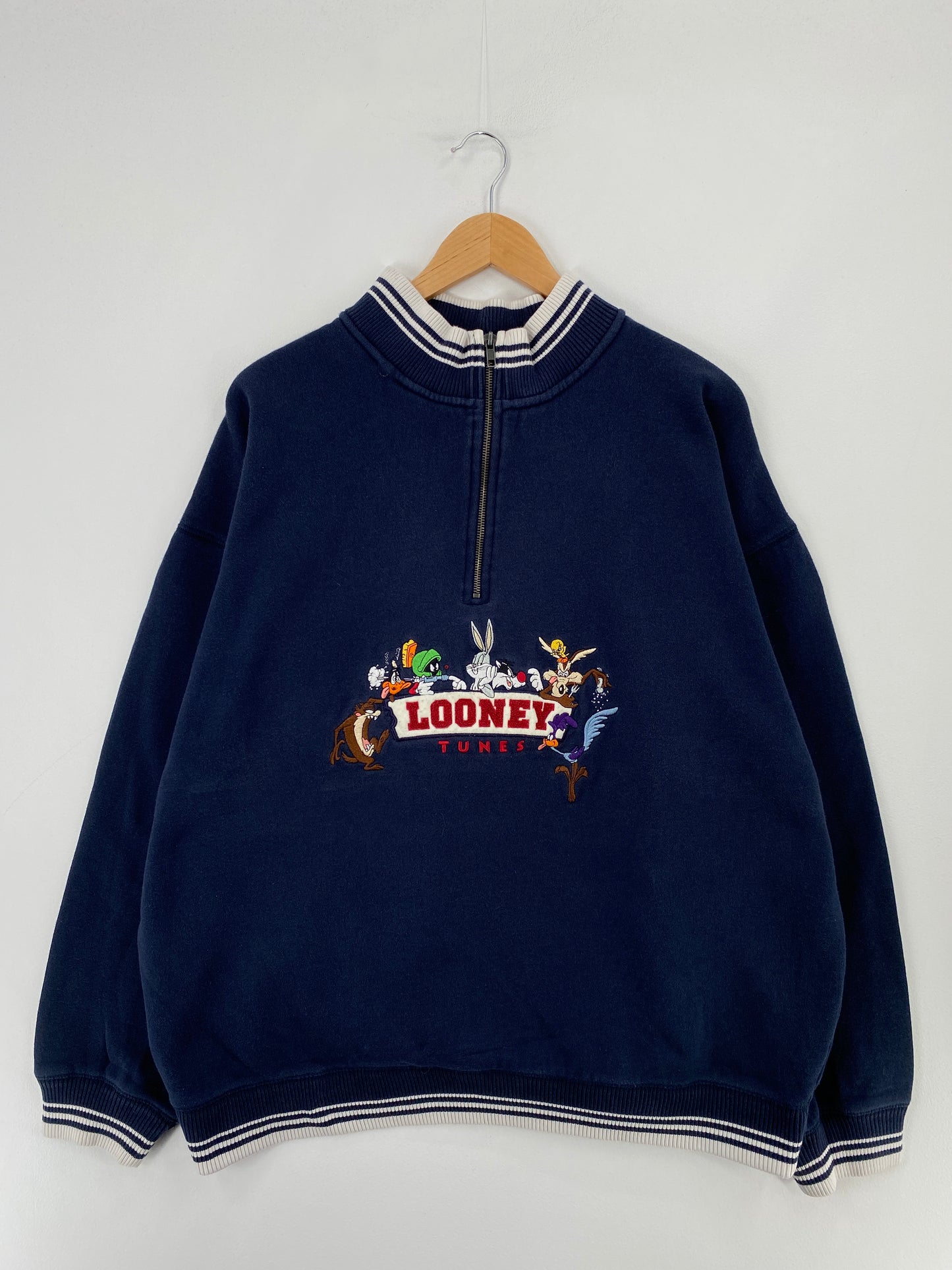 1998 LOONEY TUNES Size XXL Vintage Half Zip Sweat-shirt / E3726S