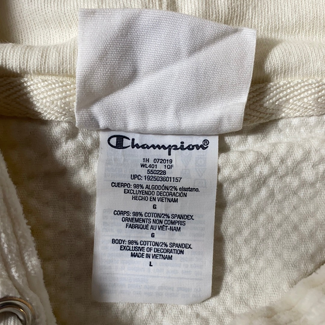 00' CHAMPION Size Ladies L Vintage Corduroy Hoodie Sweat-Shirt / K7979