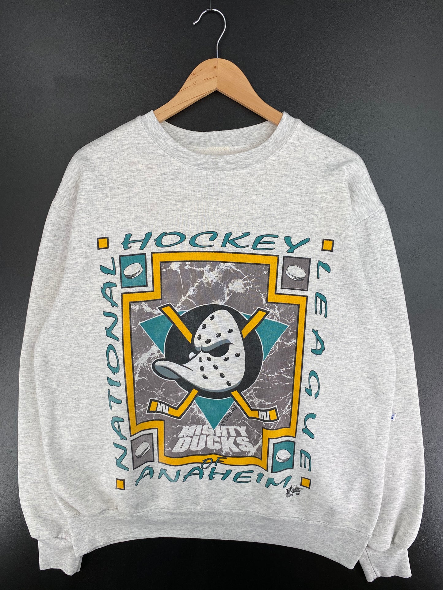 1993 ANAHEIM MICHTY DUCKS Size No Tag (Approx.L) Vintage NHL Sweat-Shirts / A655