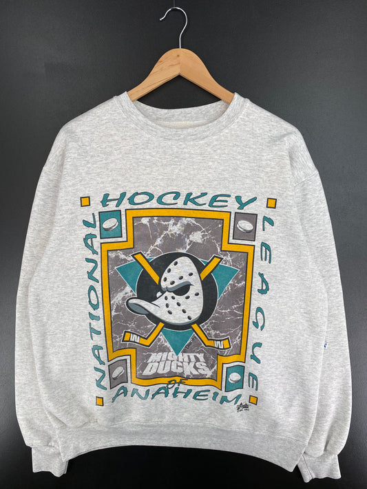 1993 ANAHEIM MICHTY DUCKS Size No Tag (Approx.L) Vintage NHL Sweat-Shirts / A655