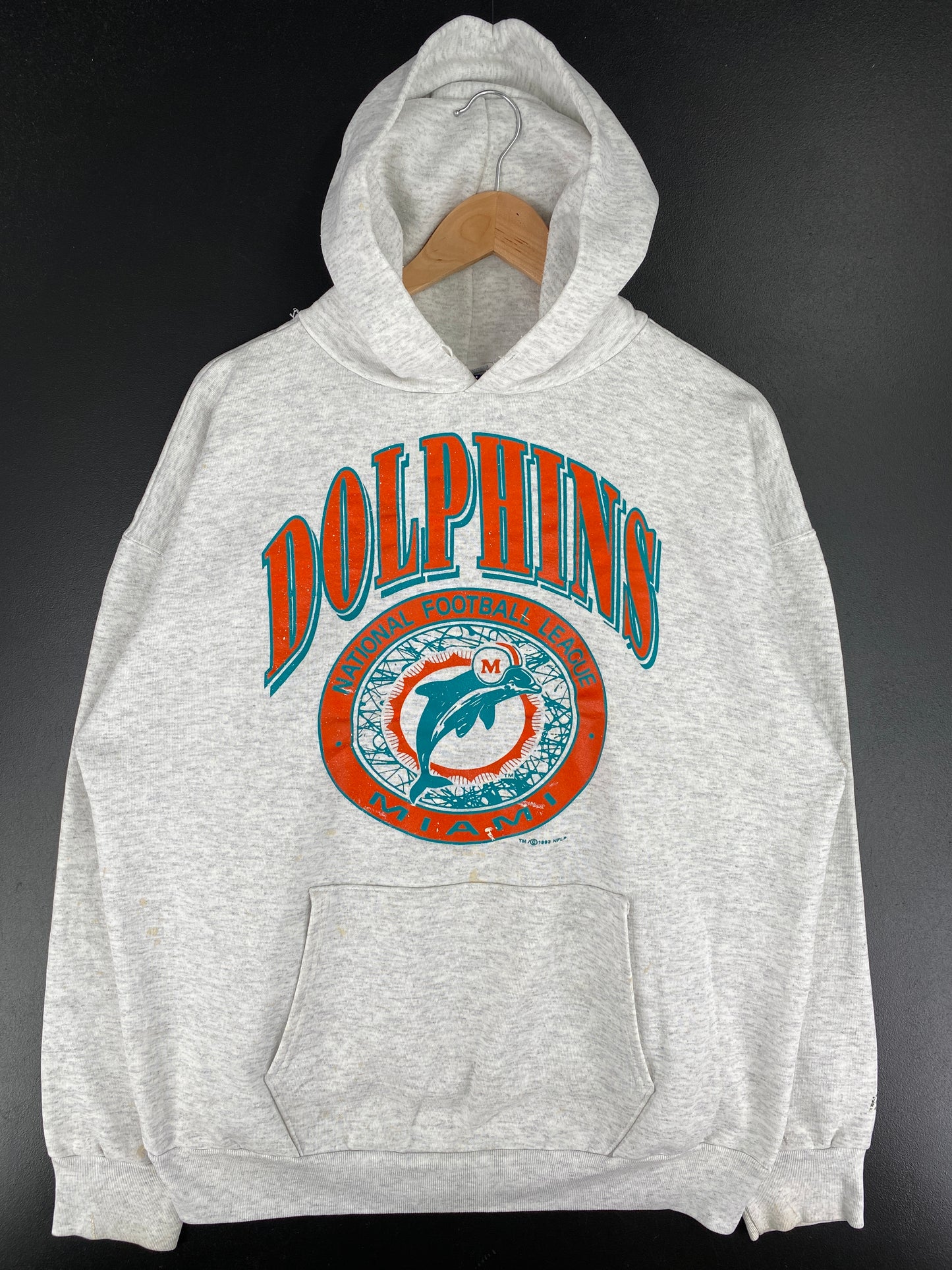 1993 MIAMI DOLPHINS Size XL Vintage NFL Hoodie Sweat-Shirt / A6081