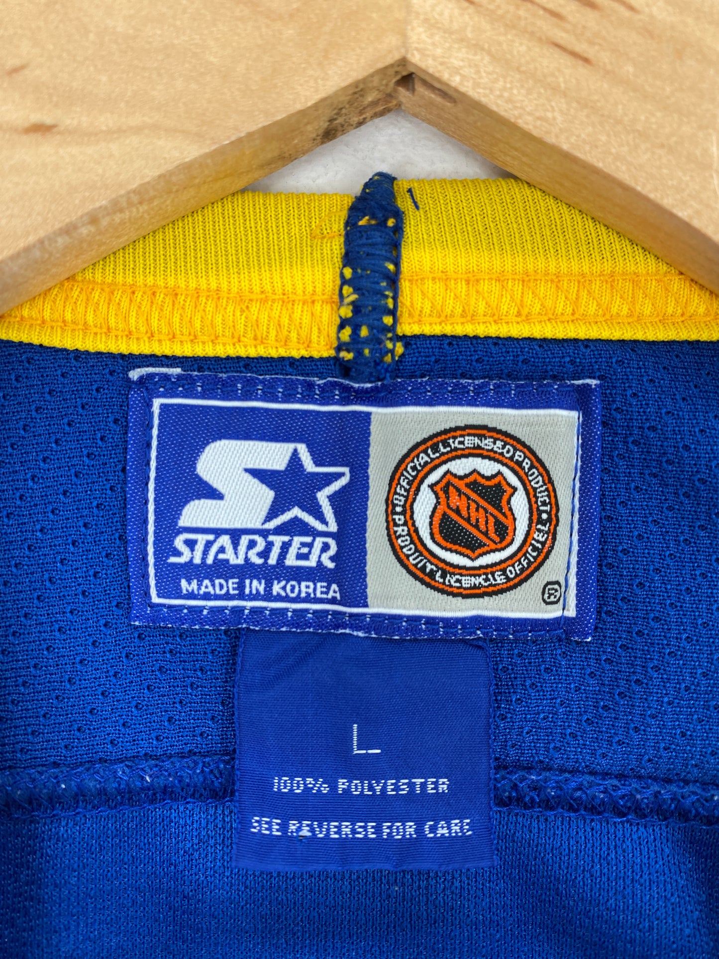 90’s STARTER x BUFFALO SABRES PAT LAFONTAINE Size L NHL Hockey Game Shirt / A5391