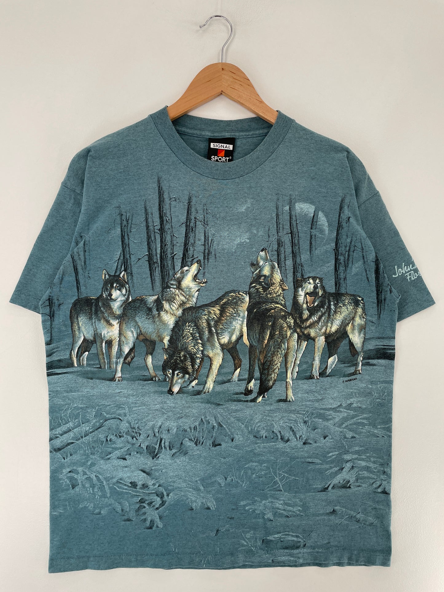 90’s WOLF Size Approx.M Animal T-Shirt / E5641T
