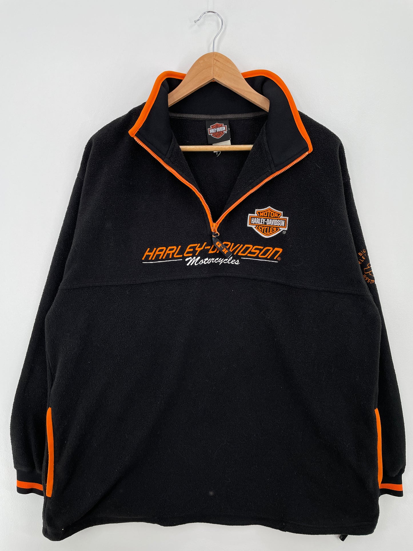 Vintage HARLEY DAVIDSON Size L Half Zip-up Fleece / A8567
