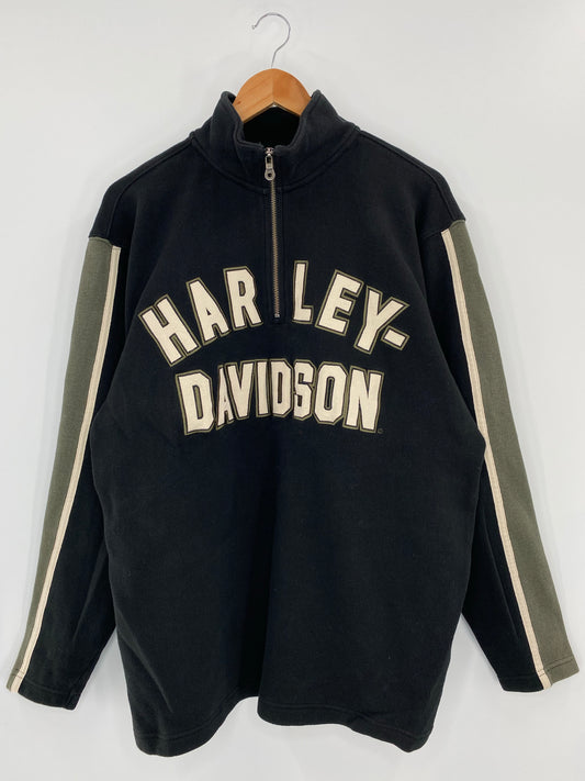 00’ HARLEY DAVIDSON Size L Vintage Half Zip Sweat-Shirt / K4320