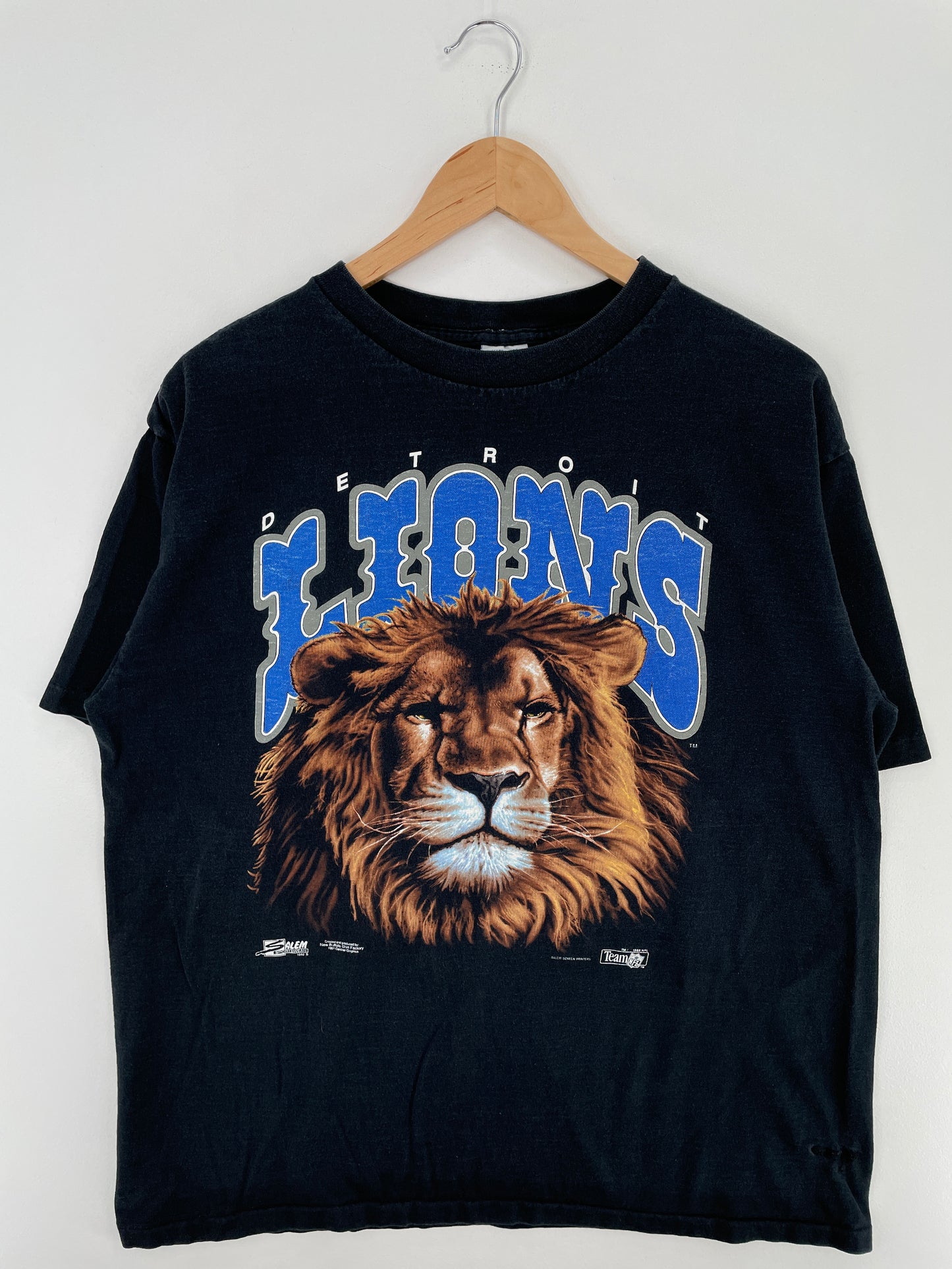1992 SALEM x DETROIT LIONS Made in USA Size XL Vintage NFL T-shirt / A4157