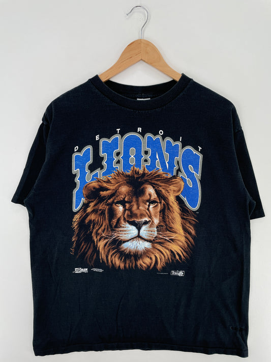 1992 SALEM x DETROIT LIONS Made in USA Size XL Vintage NFL T-shirt / A4157